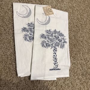 C&F HOME Coastal Palmetto Palm Tree Kitchen Towels Set Of 2 Blue And White